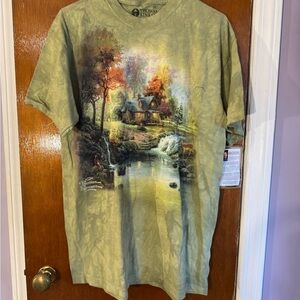 Thomas Kinkade Olive Green T-Shirt
